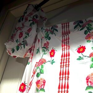 NEW Hill House Matilda Dress Red Shell Vine Cotton Stripe Floral Medium